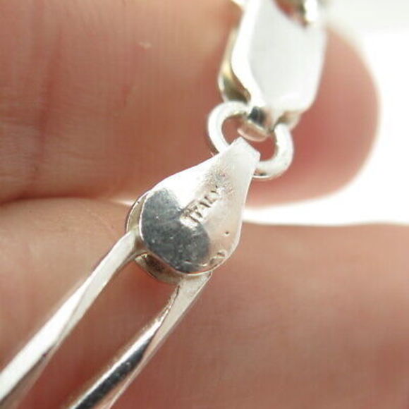 925 Sterling Silver Vintage Italy Paperclip Chain Necklace 24" - Picture 5 of 6